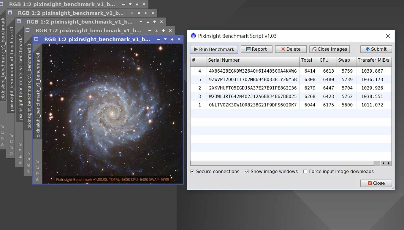 早期以 AMD APU 2400G 跑 PixInsight Benchmark 的結果