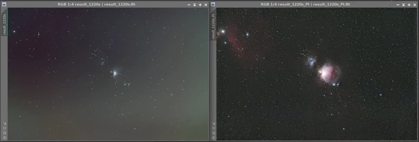 以 MGC 等工具處理光害區無赤道儀影像,馬頭星雲浮現