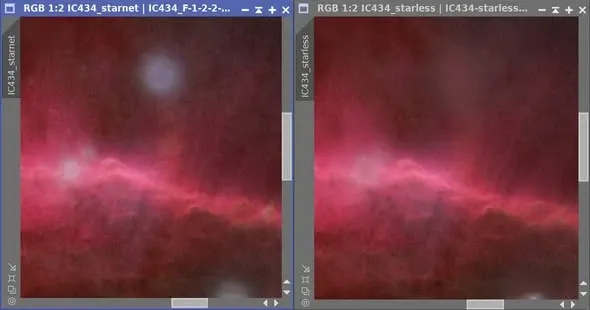 StarNet++ 與新去星插件在星系上的去星表現對照