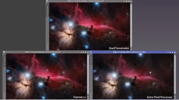 StarNet++ 與 StarXTerminator 去星結果的比較