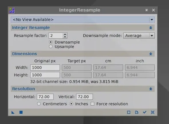 在 PixInsight 中以 IntegerResample 進行軟體 Bin 的設定