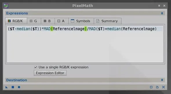 對兩張影像做 Normalization 的 PixelMath 公式