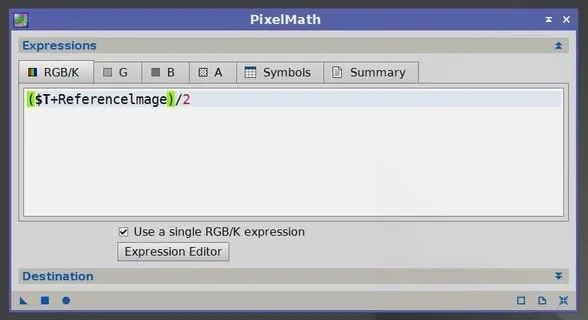 Normalization 後將兩張影像平均的 PixelMath 公式