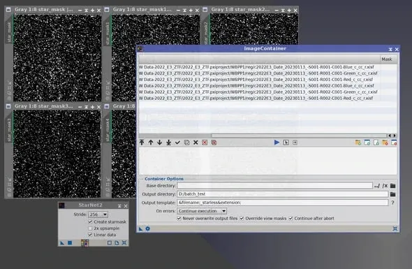 在 PixInsight 中以 ImageContainer 搭配 StarNet 進行批次去星的設定