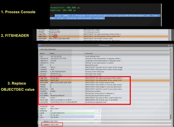 用 FITSHeader 程序修正未進位的 OBJCTDEC 座標