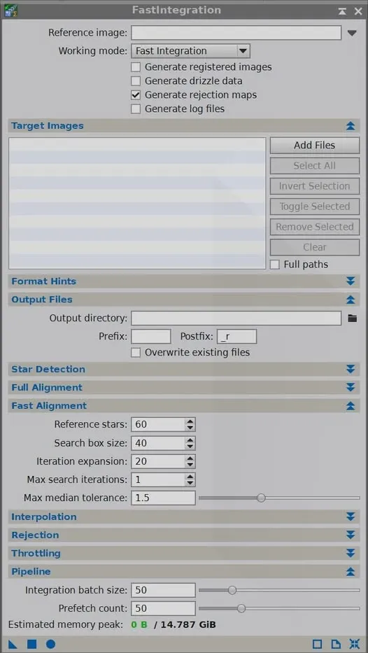 FastIntegration 處理大量快速成像影像