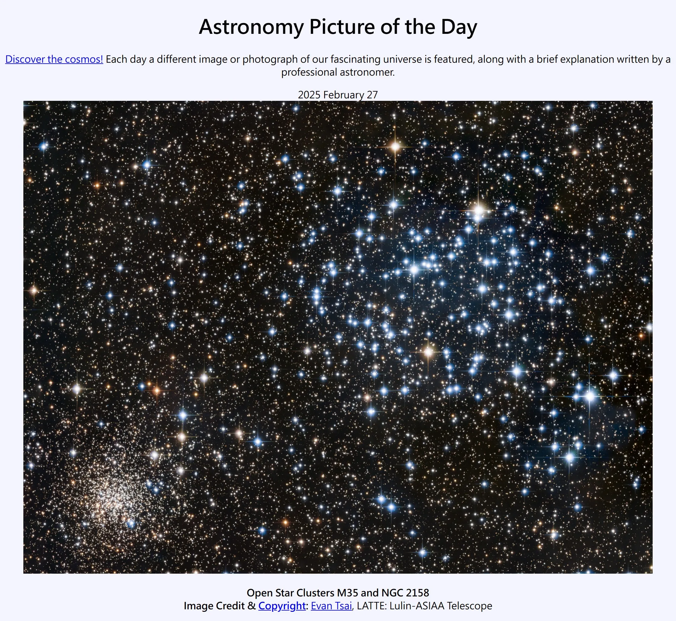 NASA Astronomy Picture of the Day — Evan Tsai Astrophotography
